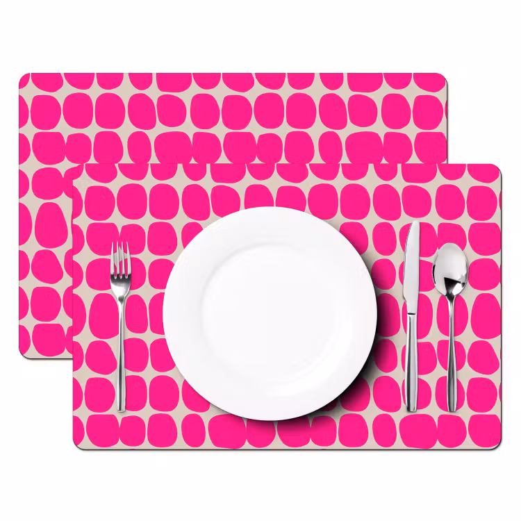 Placemat - 6 stuks - Stippen - Patroon - Roze — 2