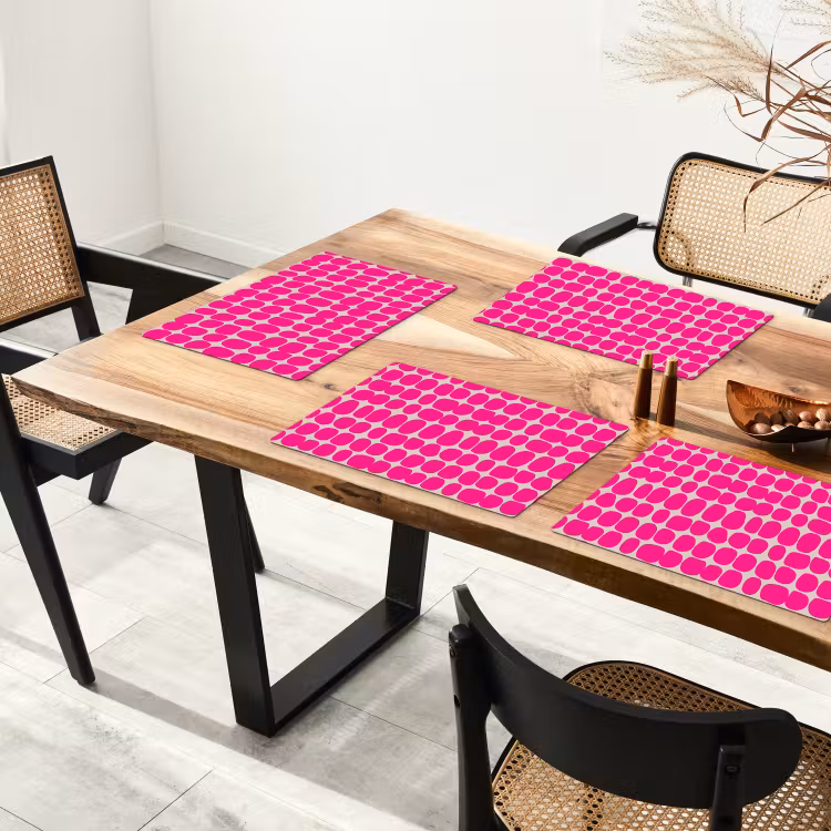 Placemat - 6 stuks - Stippen - Patroon - Roze — 5