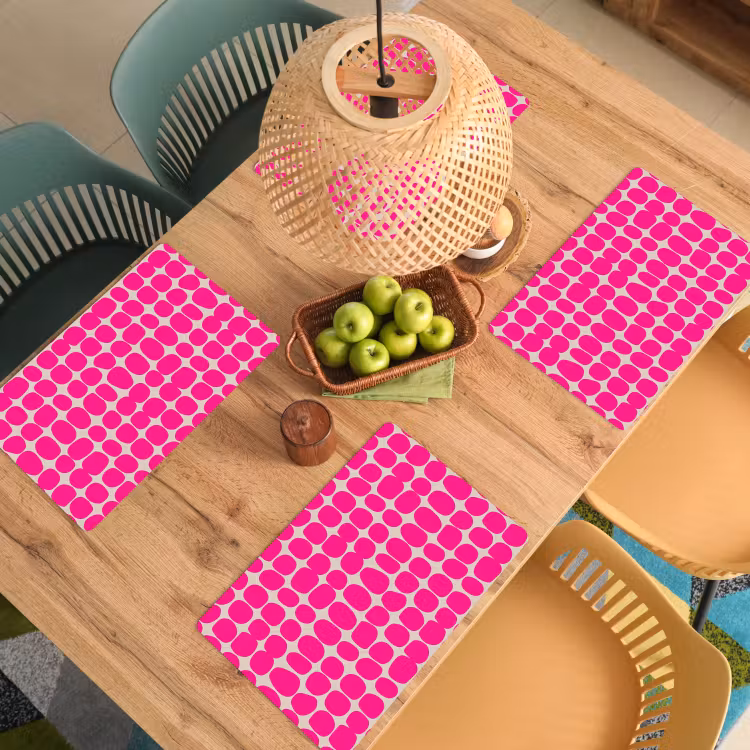 Placemat - 6 stuks - Stippen - Patroon - Roze — 6