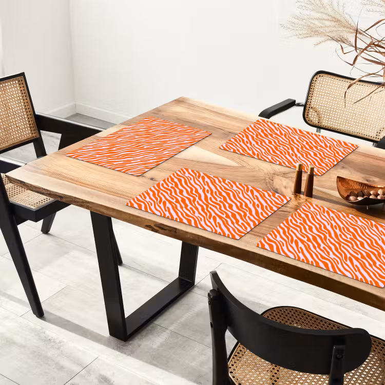Placemat - 6 stuks - Strepen - Dynamisch - Oranje — 5