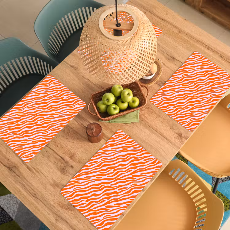 Placemat - 6 stuks - Strepen - Dynamisch - Oranje — 6