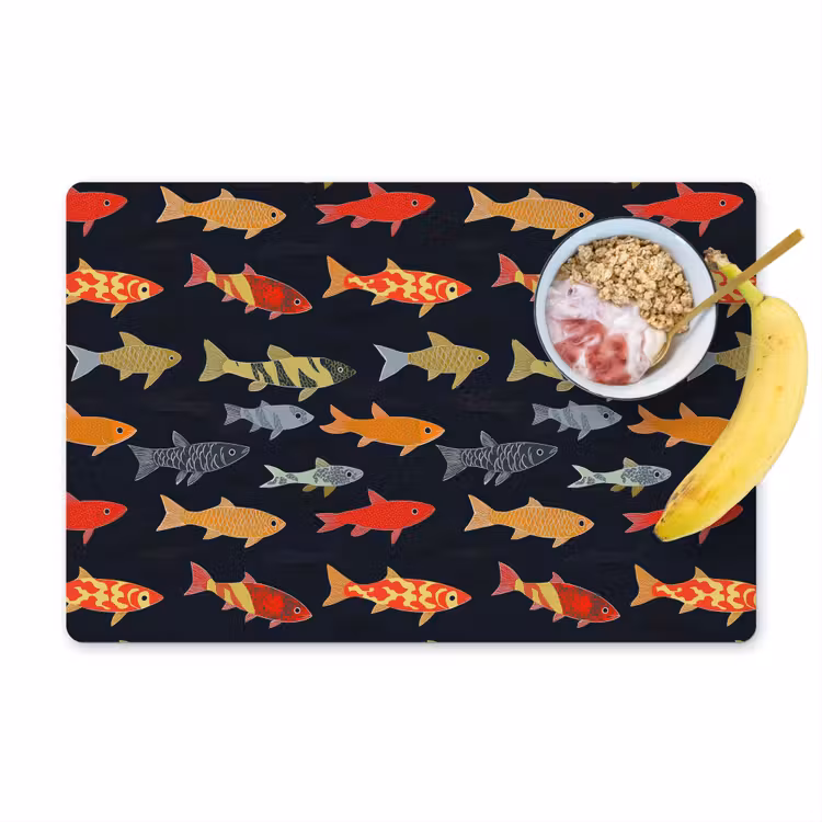 Placemat - 6 stuks - Vissen - Patroon - Kleurrijk — 1