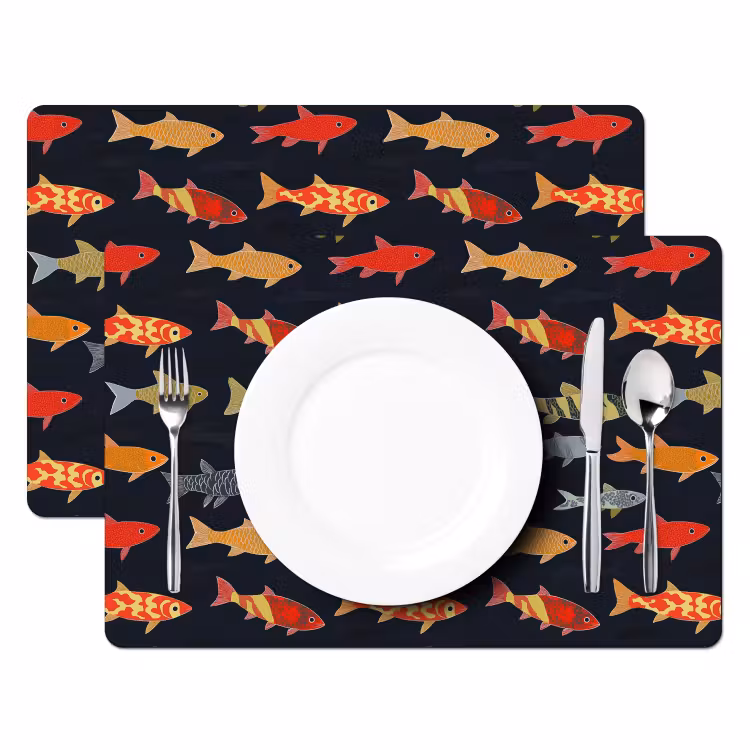 Placemat - 6 stuks - Vissen - Patroon - Kleurrijk — 2
