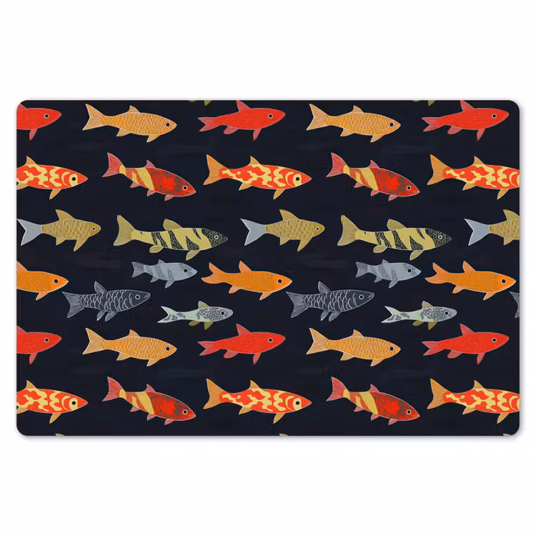 Placemat - 6 stuks - Vissen - Patroon - Kleurrijk — 7