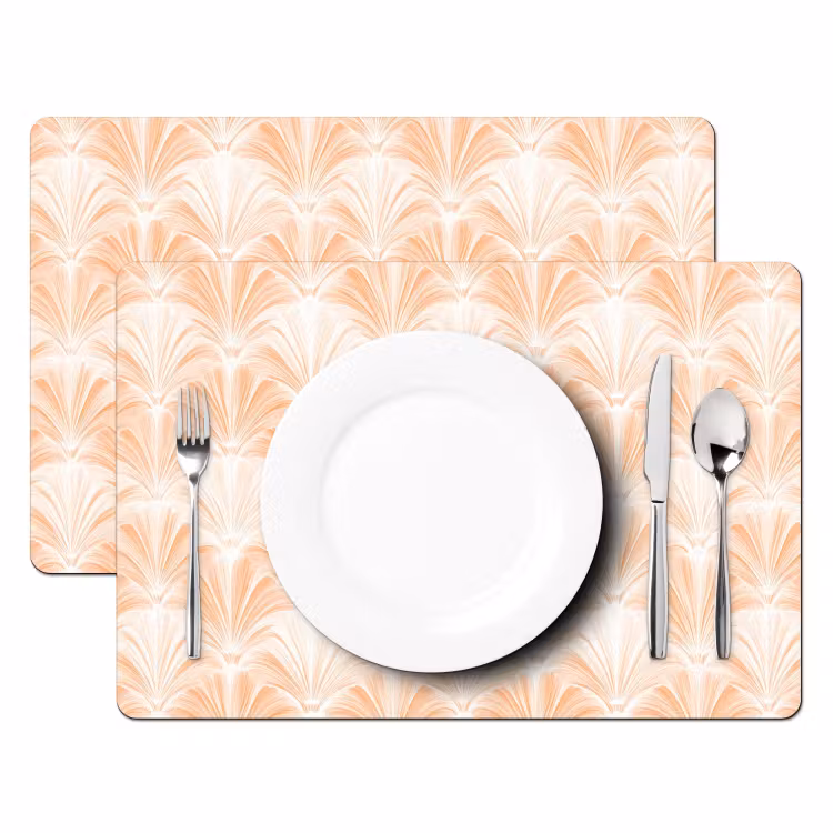 Placemat - 6 stuks - Waaier - Patroon - Perzik — 2