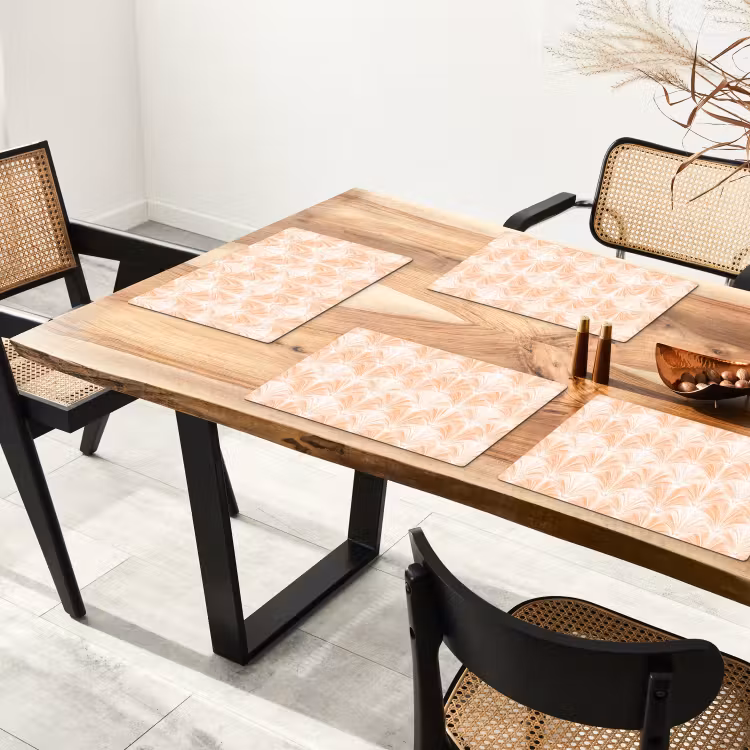 Placemat - 6 stuks - Waaier - Patroon - Perzik — 5