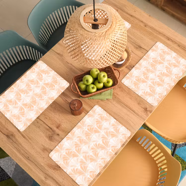 Placemat - 6 stuks - Waaier - Patroon - Perzik — 6