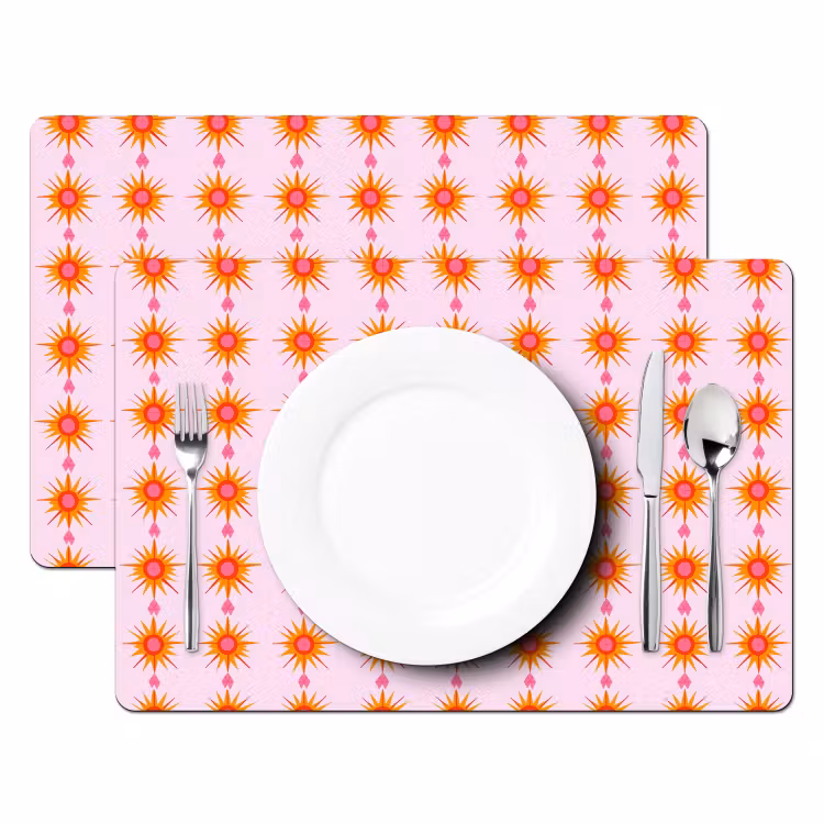 Placemat - 6 stuks - Zon - Motief - Roze — 2