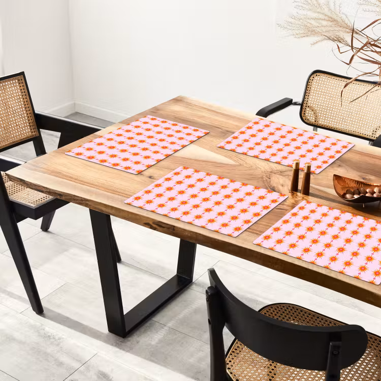 Placemat - 6 stuks - Zon - Motief - Roze — 5