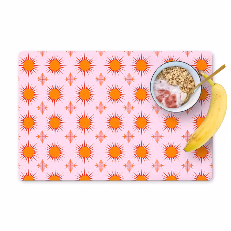 Placemat - 6 stuks - Zon - Patroon - Roze — 1
