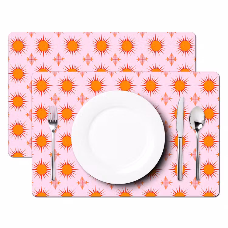 Placemat - 6 stuks - Zon - Patroon - Roze — 2