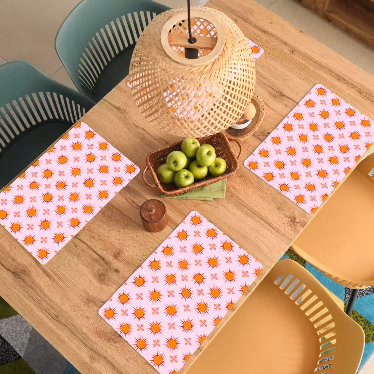 Placemat - 6 stuks - Zon - Patroon - Roze — 6