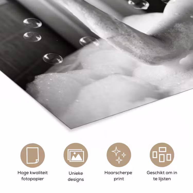 Poster - Bad - Bubbels - Zwart - Wit — 5