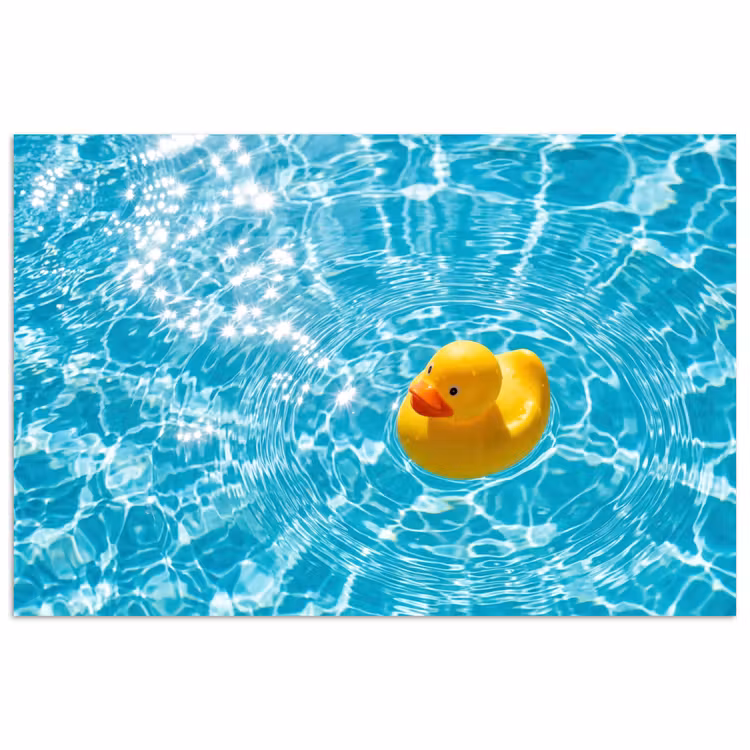 Poster - Badeend - Dobberen - Blauw — 1