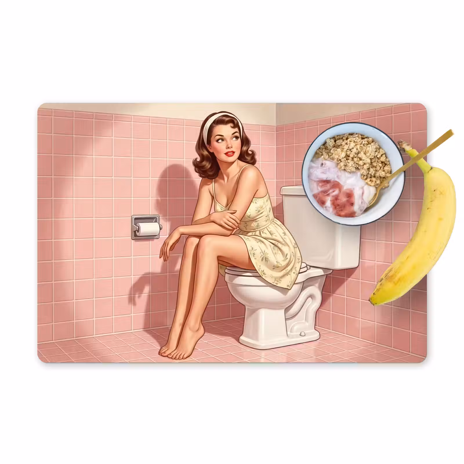 Placemat - 6 stuks - Roze - Retro - Vrouw — 1