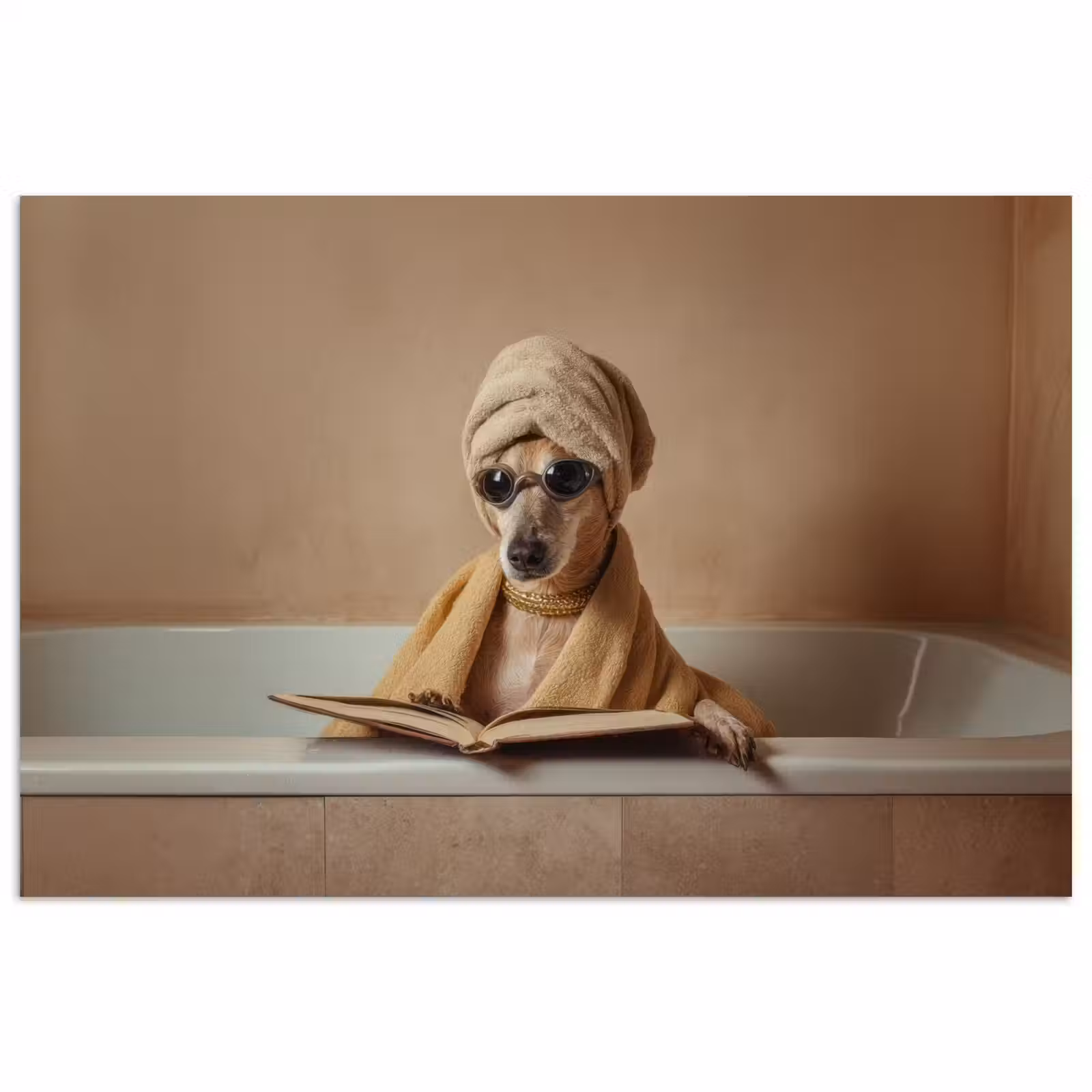 Poster - Bad - Hond - Boek - Zonnebril — 1