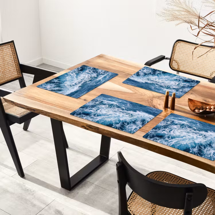 Placemat - 6 stuks - Golven - Oceaan - Blauw — 5