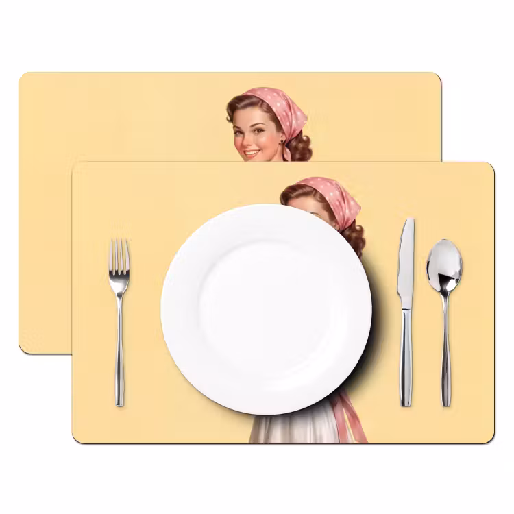 Placemat - 6 stuks - Handdoeken - Vrouw - Jurk - Roze — 2