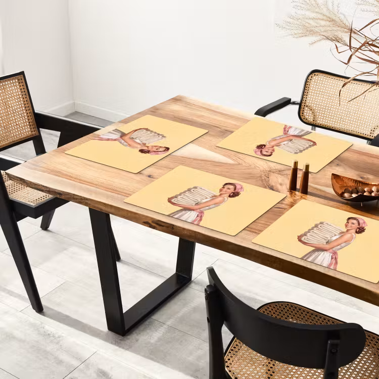 Placemat - 6 stuks - Handdoeken - Vrouw - Jurk - Roze — 5