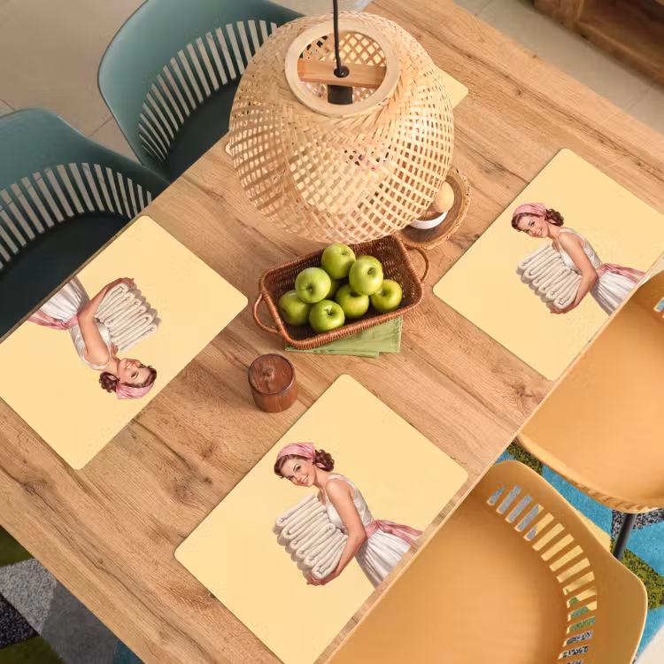 Placemat - 6 stuks - Handdoeken - Vrouw - Jurk - Roze — 6