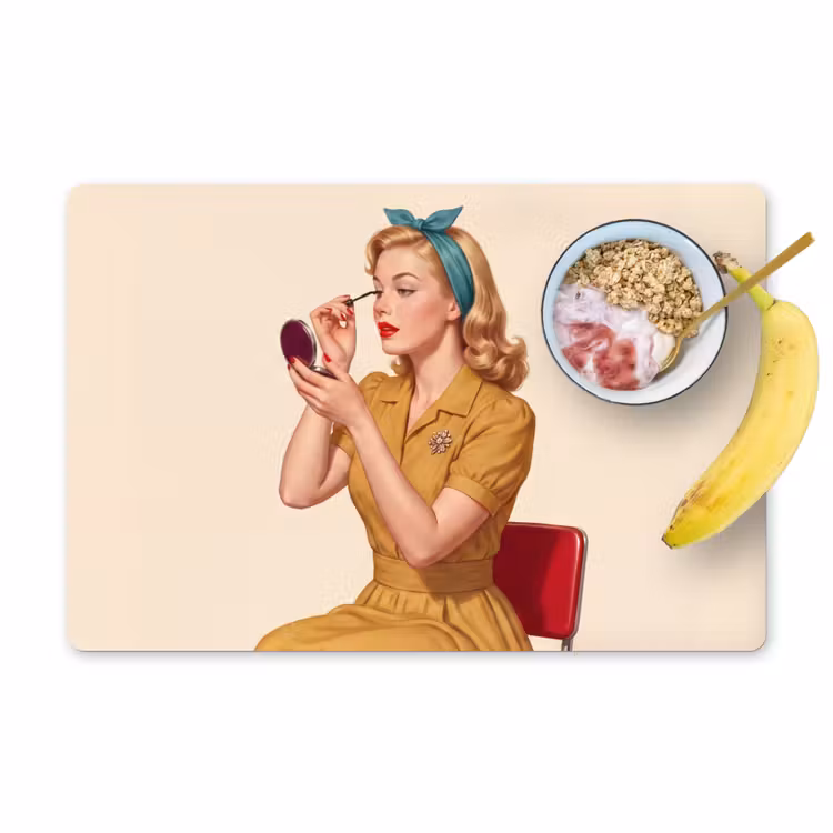 Placemat - 6 stuks - Illustratie - Mascara - Vrouw - Geel — 1