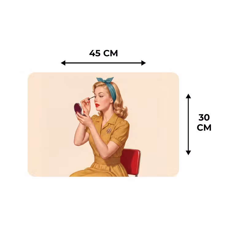 Placemat - 6 stuks - Illustratie - Mascara - Vrouw - Geel — 3