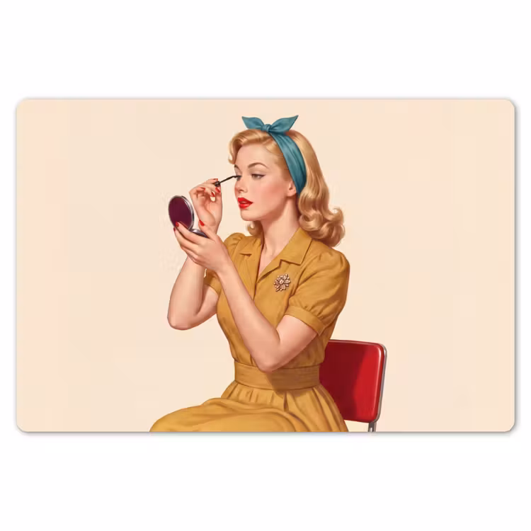 Placemat - 6 stuks - Illustratie - Mascara - Vrouw - Geel — 7