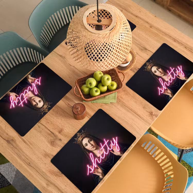 Placemat - 6 stuks - Ironisch - Tekst - Neon — 6
