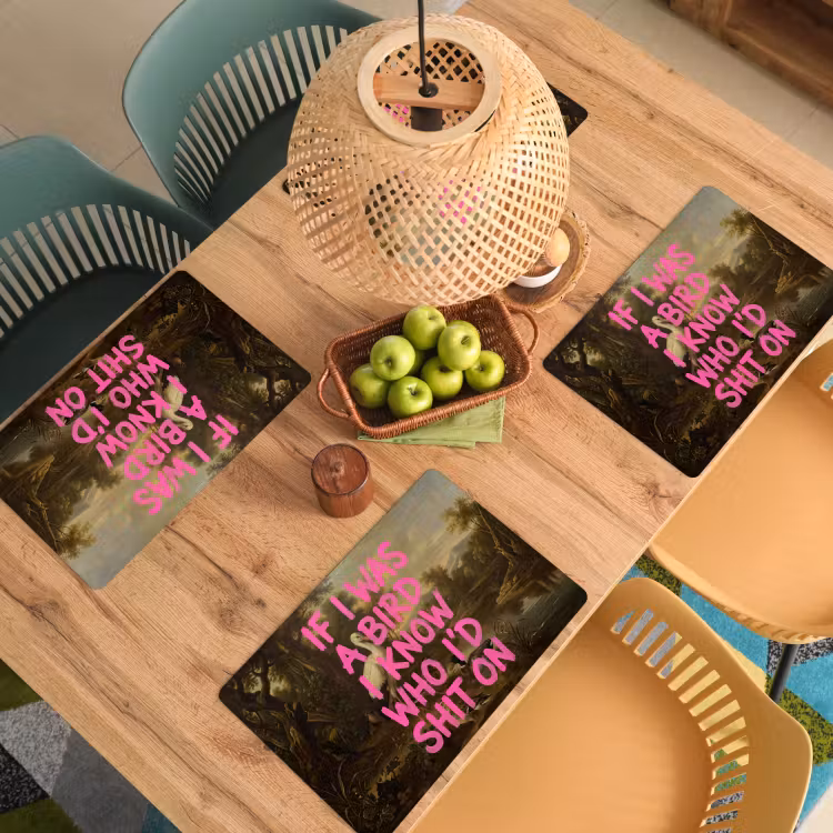 Placemat - 6 stuks - Klassiek - Humor - Roze — 6