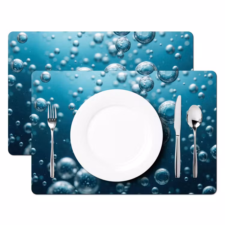 Placemat - 6 stuks - Luchtbellen - Dynamisch - Blauw — 2