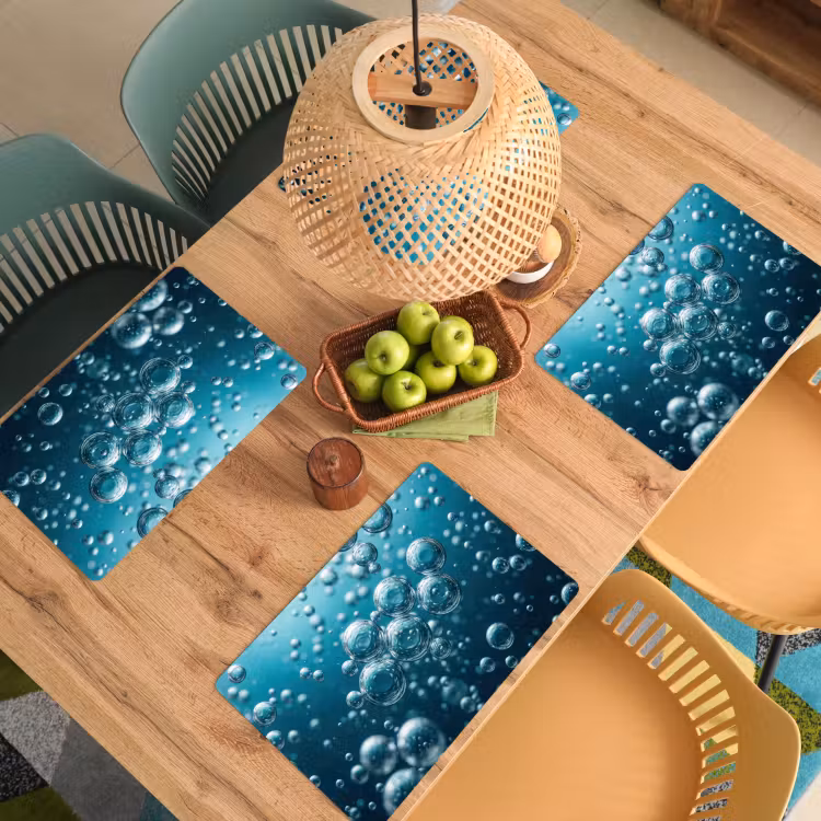 Placemat - 6 stuks - Luchtbellen - Dynamisch - Blauw — 6