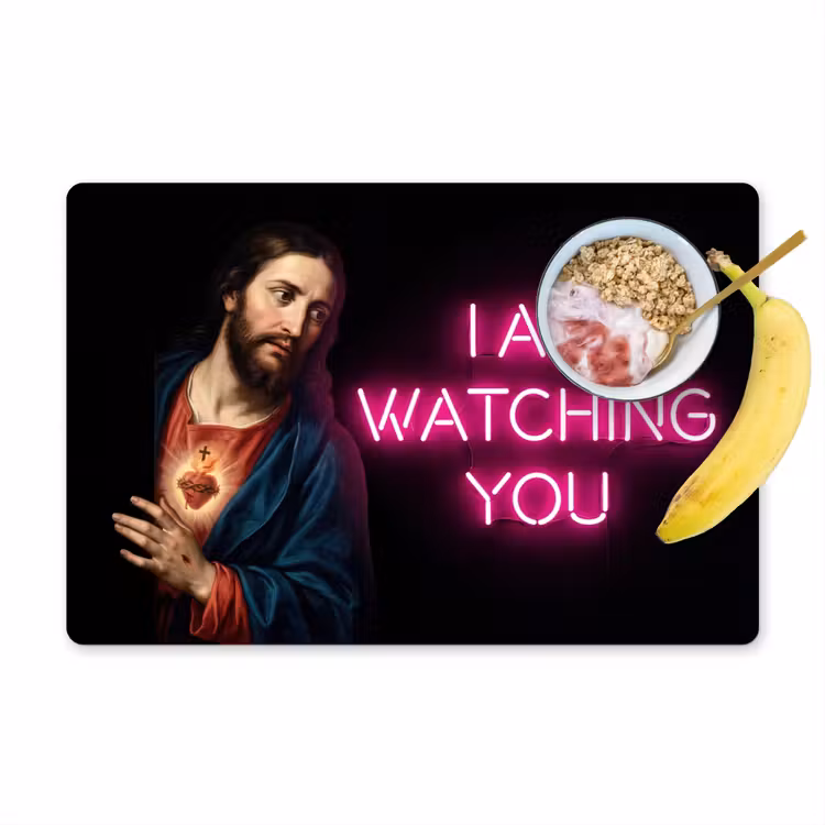 Placemat - 6 stuks - Man - Tekst - Neon — 1