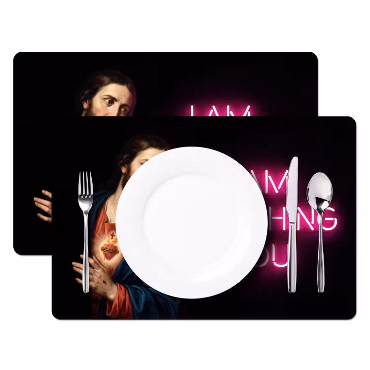 Placemat - 6 stuks - Man - Tekst - Neon — 2