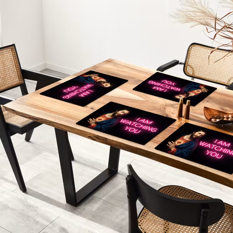 Placemat - 6 stuks - Man - Tekst - Neon — 5