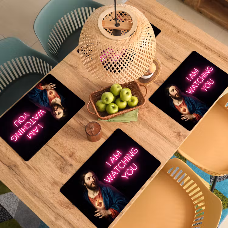 Placemat - 6 stuks - Man - Tekst - Neon — 6