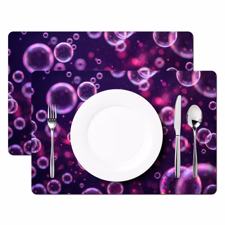 Placemat - 6 stuks - Paars - Bubbels - Schuim — 2