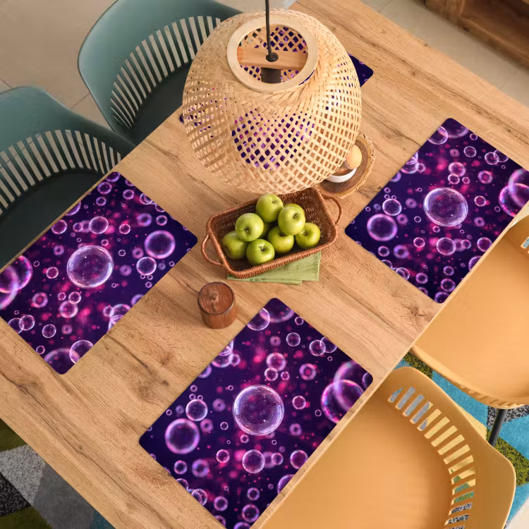 Placemat - 6 stuks - Paars - Bubbels - Schuim — 6