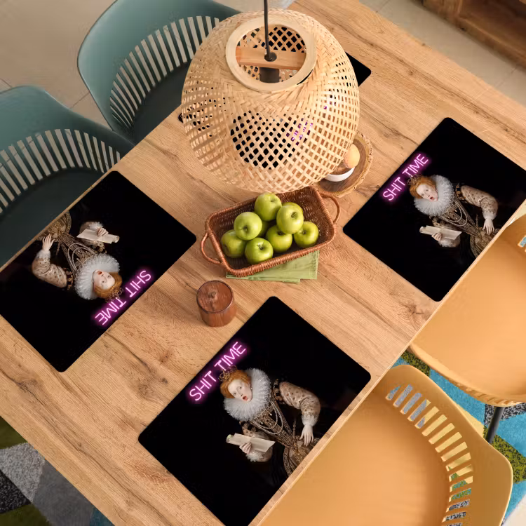 Placemat - 6 stuks - Portret - Humor - Neon — 6