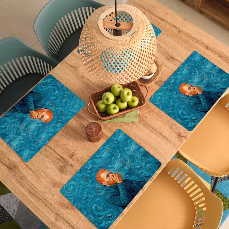 Placemat - 6 stuks - Portret - Klassiek - Blauw — 6