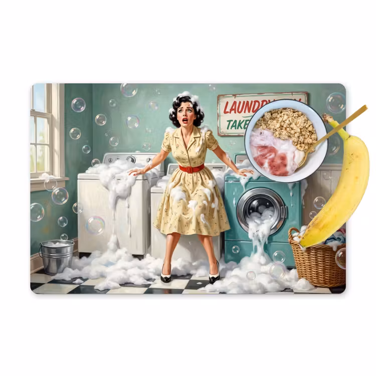 Placemat - 6 stuks - Retro - Blauw - Vrouw — 1