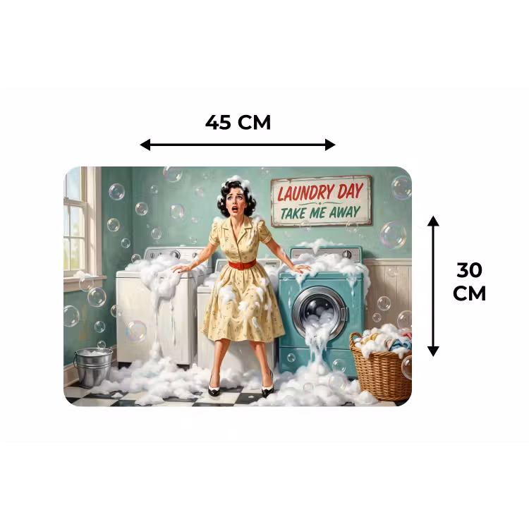 Placemat - 6 stuks - Retro - Blauw - Vrouw — 3