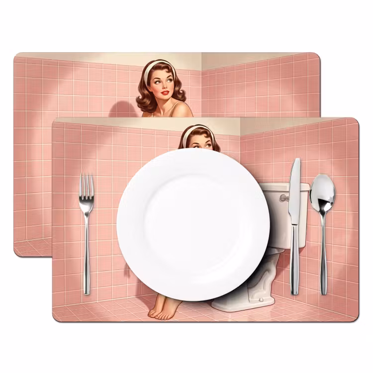 Placemat - 6 stuks - Roze - Retro - Vrouw — 2
