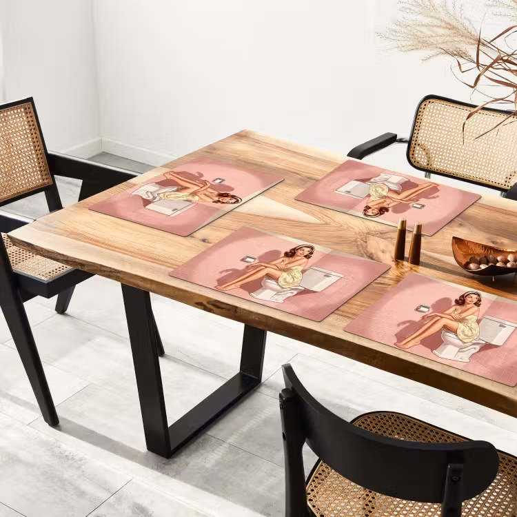 Placemat - 6 stuks - Roze - Retro - Vrouw — 5