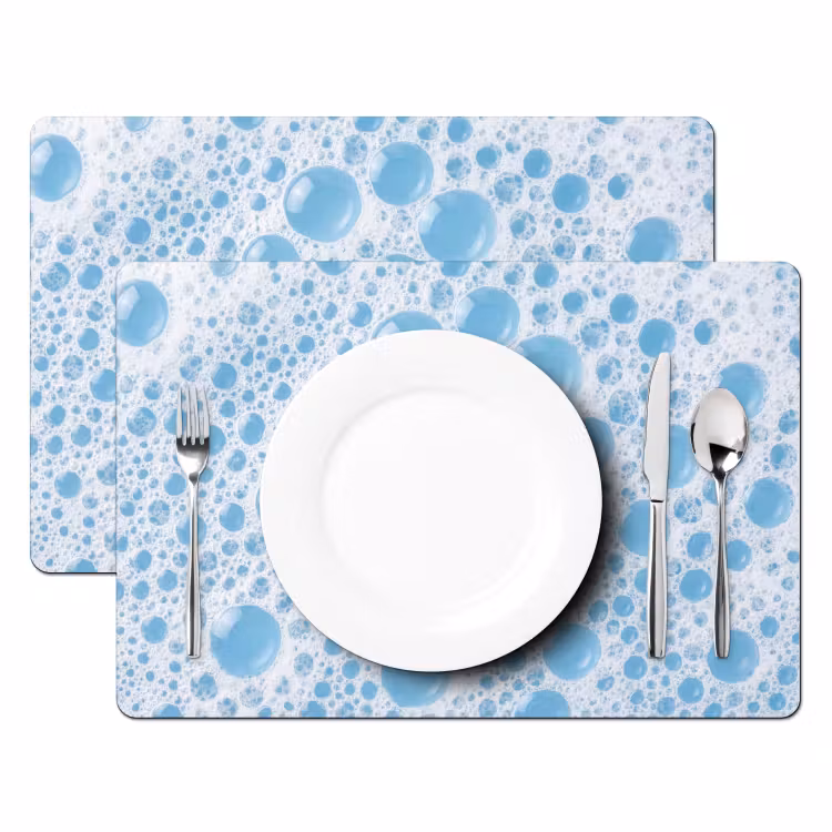 Placemat - 6 stuks - Schuim - Bubbels - Blauw — 2