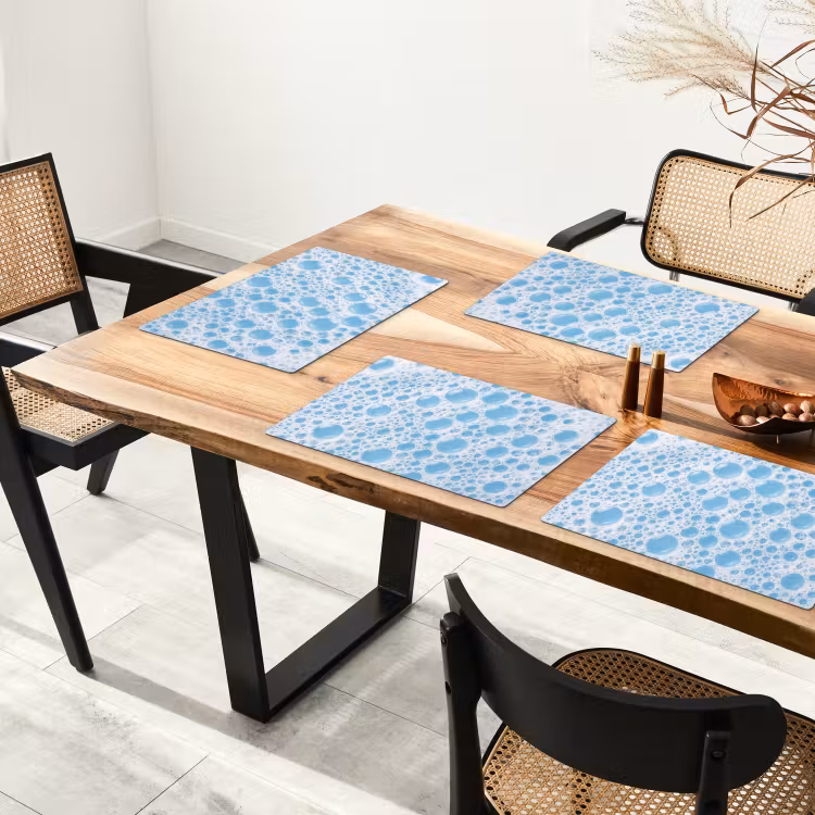 Placemat - 6 stuks - Schuim - Bubbels - Blauw — 5