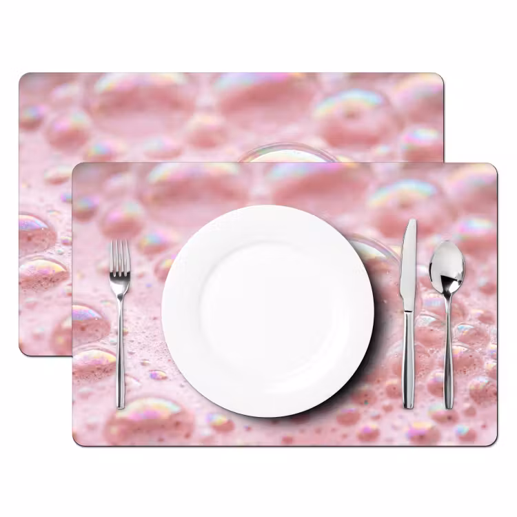 Placemat - 6 stuks - Schuim - Structuur - Roze — 2