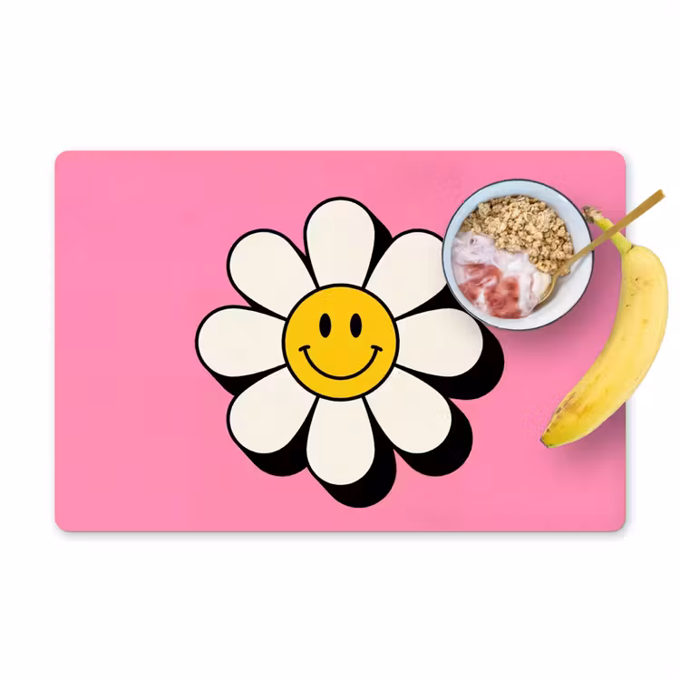 Placemat - 6 stuks - Smiley - Bloem - Roze — 1