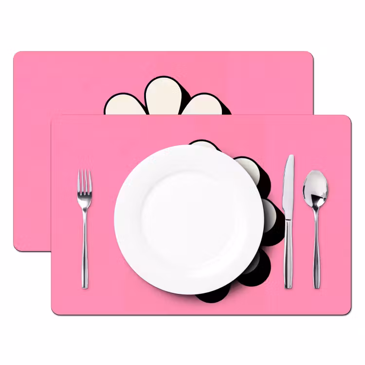 Placemat - 6 stuks - Smiley - Bloem - Roze — 2