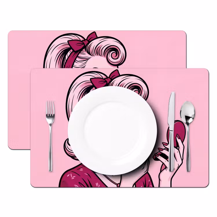 Placemat - 6 stuks - Vintage - Vrouw - Roze — 2