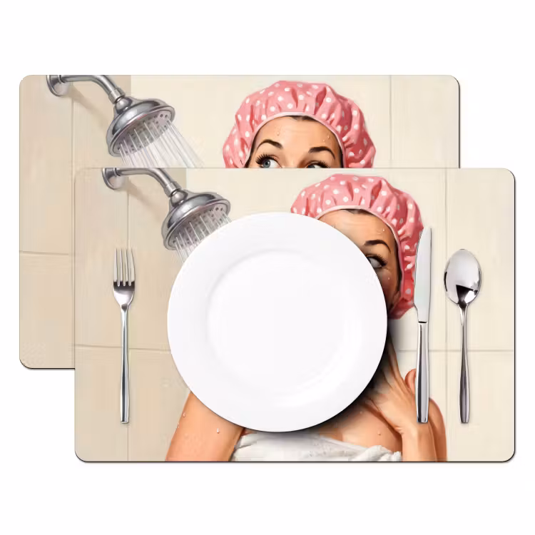 Placemat - 6 stuks - Vrouw - Douche - Roze — 2